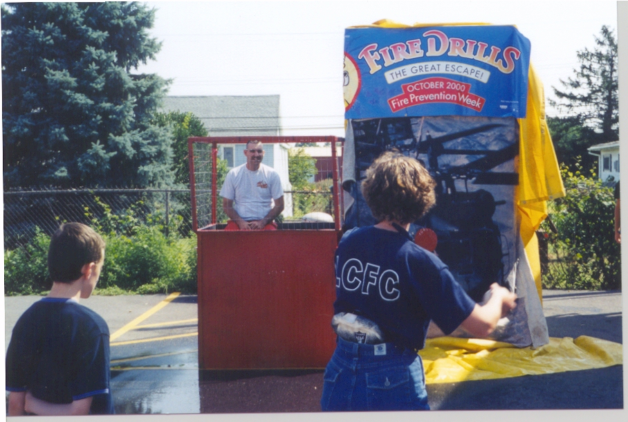 Mr. Frye in the dunking booth